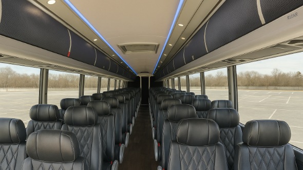 Interior of Charter Bus Company Bellevue's 50 Passenger Charter Bus in Bellevue