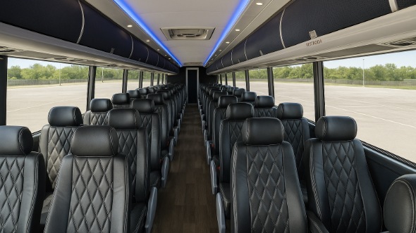 Interior of Charter Bus Company Sioux Falls's 55 Passenger Charter Bus in Sioux Falls