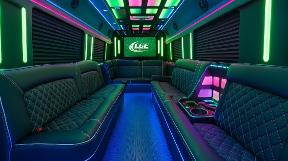 Interior of Charter Bus Company Omaha's Party Bus Rental in Omaha