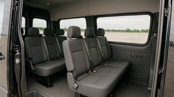 Interior of Charter Bus Company Des Moines's Sprinter Van Rental in Des Moines